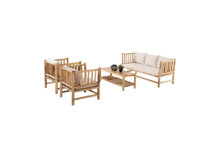 Σετ κήπου Nextdeco Leilani με τριθέσιο καναπέ από ξύλο teak Σετ κήπου Nextdeco Leilani με τριθέσιο καναπέ από ξύλο teak