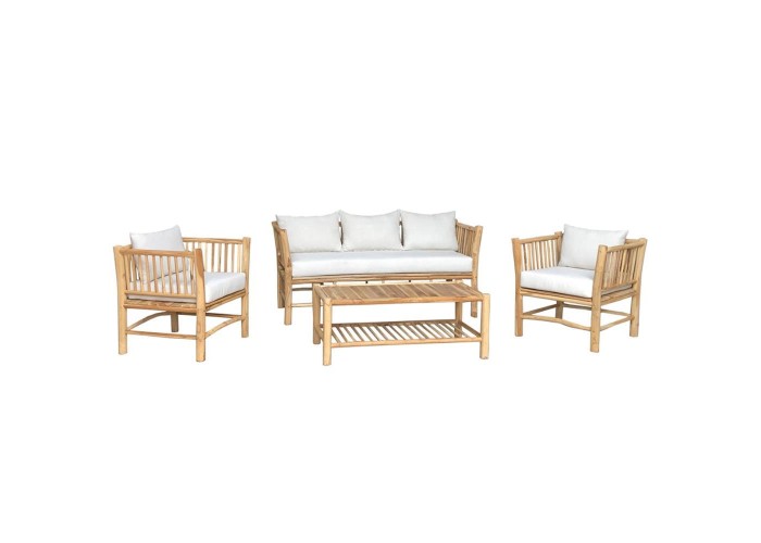 Σετ κήπου Nextdeco Leilani με τριθέσιο καναπέ από ξύλο teak Σετ κήπου Nextdeco Leilani με τριθέσιο καναπέ από ξύλο teak