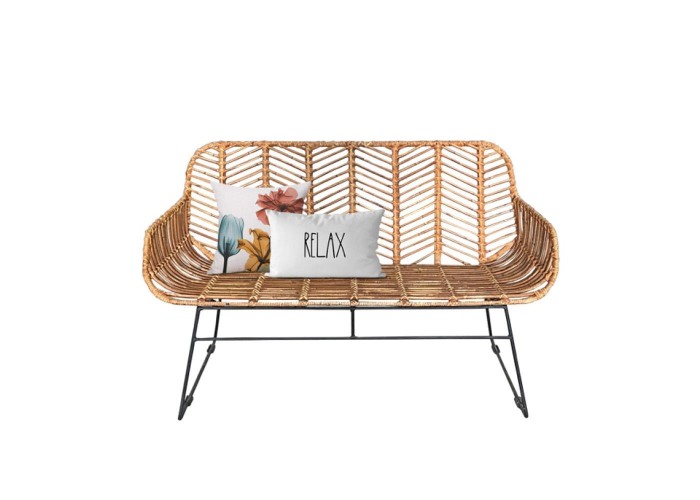 Παγκάκι Nextdeco Kalani φυσικό rattan Υ77x112x63εκ.