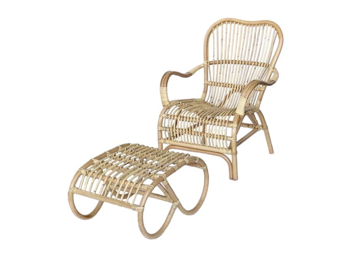 Πολυθρόνα με υποπόδιο Nextdeco Akela από φυσικό rattan Υ87x80x65εκ. Πολυθρόνα με υποπόδιο Nextdeco Akela από φυσικό rattan Υ87x80x65εκ.