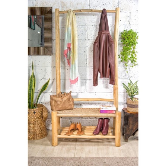 Έπιπλο εισόδου Nextdeco Kwarta κρεμάστρα παπουτσοθήκη teak Υ180x90x40εκ Έπιπλο εισόδου Nextdeco Kwarta κρεμάστρα παπουτσοθήκη teak Υ180x90x40εκ