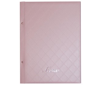 Next μενού εστιατορίου ροζ 24x32εκ. καπιτονέ. Δυνατότητα εκτύπωσης