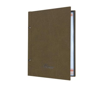 Next μενού εστιατορίου old leather καφέ με 10 ζελατίνες και βίδες 24x32εκ. Δυνατότητα εκτύπωσης