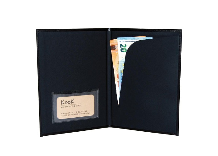Next θήκη για λογαριασμό πολυτελείας ecoleather velvet μαύρη 14,5x21εκ. Δυνατότητα εκτύπωσης