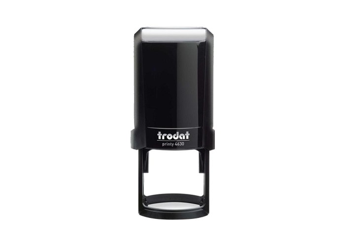 Trodat printy σφραγίδα στρόγγυλη μαύρη 4630 με μπλε μελάνι, Φ30χιλ. Δυνατότητα εκτύπωσης