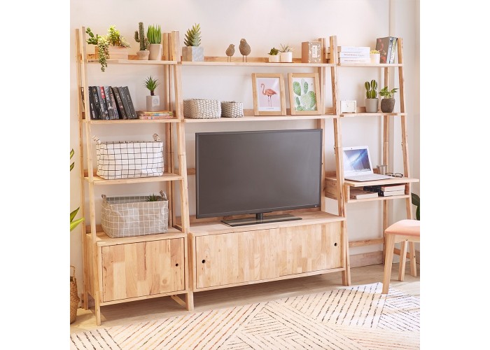 Ραφιέρα με ντουλάπι Nextdeco Natural μασίφ ξύλο Y180x60x38εκ. Ραφιέρα με ντουλάπι Nextdeco Natural μασίφ ξύλο Y180x60x38εκ.