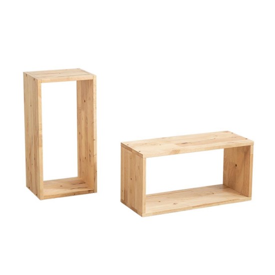 Ορθογώνια ράφια Nextdeco Natural μασίφ ξύλο σετ 2 τεμαχίων 60x30x24εκ.