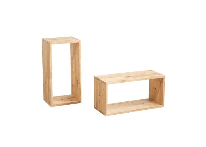 Ορθογώνια ράφια Nextdeco Natural μασίφ ξύλο σετ 2 τεμαχίων 60x30x24εκ.