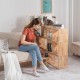 Τετράγωνα ράφια Nextdeco Natural μασίφ ξύλο σετ 3 τεμαχίων 30x30xΒ24εκ.