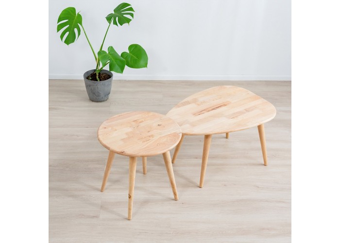 Τραπεζάκια σαλονιού σετ 2 Nextdeco Natural μασίφ ξύλο Υ38,5x70x49,5εκ - Y43xØ45εκ. Τραπεζάκια σαλονιού σετ 2 Nextdeco Natural μασίφ ξύλο Υ38,5x70x49,5εκ - Y43xØ45εκ.