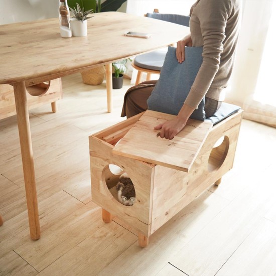Σπιτάκι γάτας Nextdeco Natural μασίφ ξύλο Υ47x73x35εκ. Σπιτάκι γάτας Nextdeco Natural μασίφ ξύλο Υ47x73x35εκ.