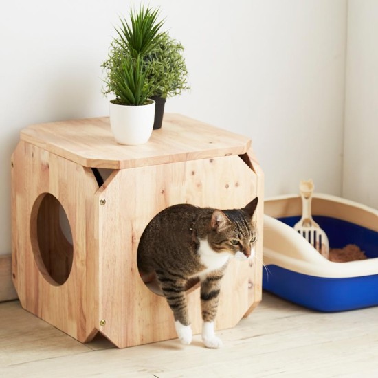 Σπιτάκι γάτας Nextdeco Natural μασίφ ξύλο 40x40x40εκ. Σπιτάκι γάτας Nextdeco Natural μασίφ ξύλο 40x40x40εκ.