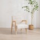 Πολυθρόνα Nextdeco Natural μασίφ ξύλο λευκή Υ78,5x58x72,5εκ.