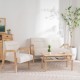 Πολυθρόνα Nextdeco Natural μασίφ ξύλο λευκή Υ78,5x58x72,5εκ.