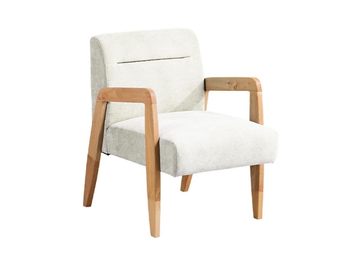 Πολυθρόνα Nextdeco Natural μασίφ ξύλο λευκή Υ78,5x58x72,5εκ.