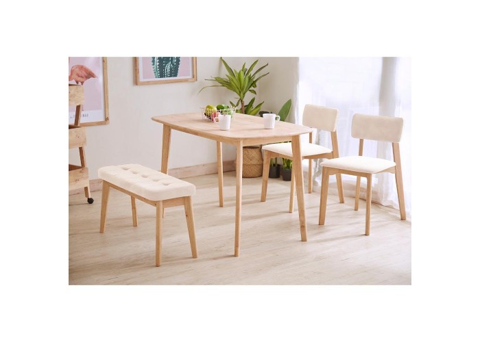 Παγκάκι Nextdeco Natural μασίφ ξύλο λευκό μαξιλάρι Υ45,5×85×31,5εκ.