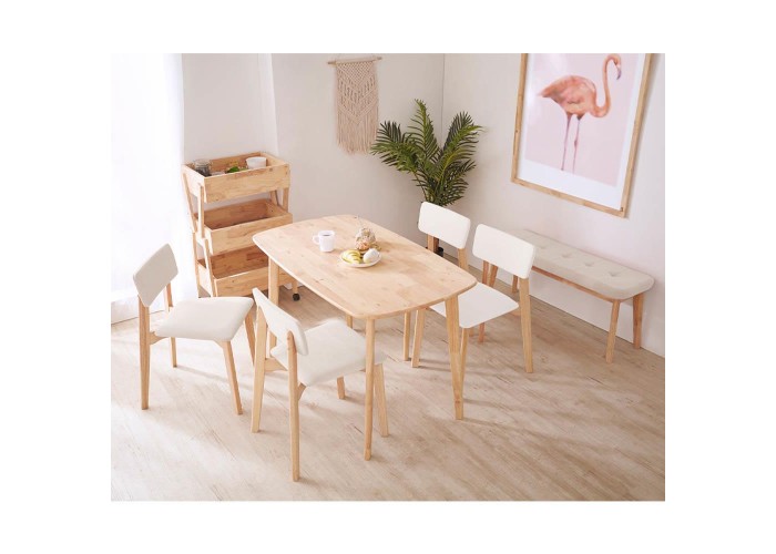 Παγκάκι Nextdeco Natural μασίφ ξύλο λευκό μαξιλάρι Υ45,5×85×31,5εκ.