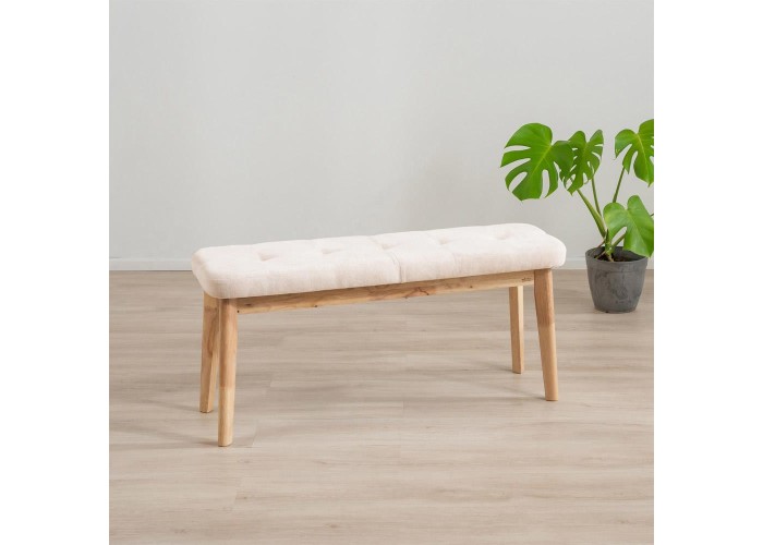 Παγκάκι Nextdeco Natural μασίφ ξύλο λευκό μαξιλάρι Υ45,5×85×31,5εκ.