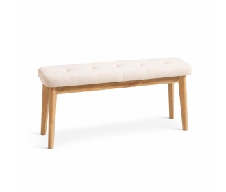 Παγκάκι Nextdeco Natural μασίφ ξύλο λευκό μαξιλάρι Υ45,5×85×31,5εκ.