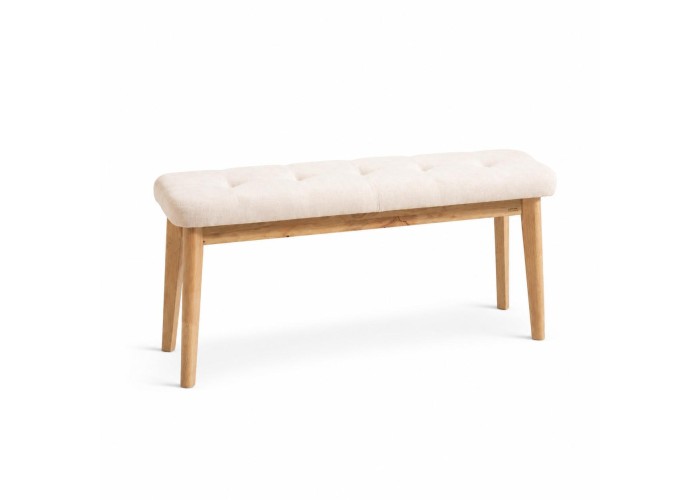 Παγκάκι Nextdeco Natural μασίφ ξύλο λευκό μαξιλάρι Υ45,5×85×31,5εκ.