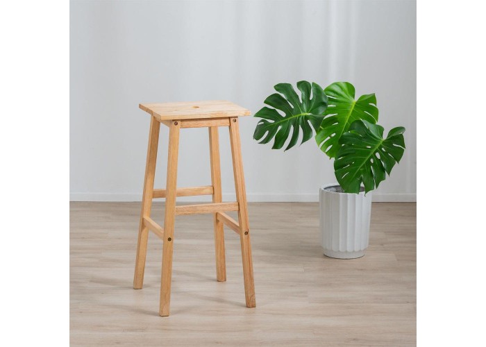 Σκαμπό Nextdeco Natural μασίφ ξύλο Υ72,5×37×39εκ.
