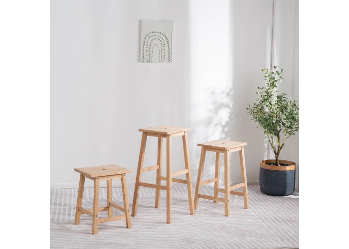 Σκαμπό Nextdeco Natural μασίφ ξύλο Υ72,5×37×39εκ.