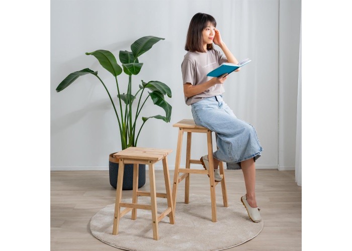 Σκαμπό Nextdeco Natural μασίφ ξύλο Υ72,5×37×39εκ.