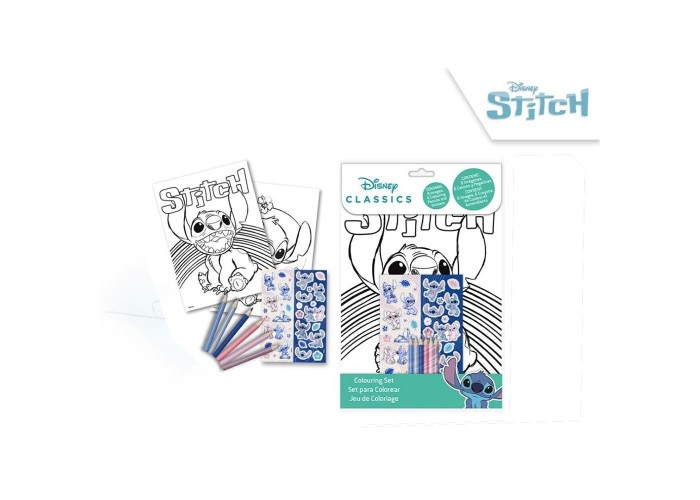 Σετ Ζωγραφικής Stitch με Χρωμοσελίδες - Μολύβια 20x28,5x1εκ.