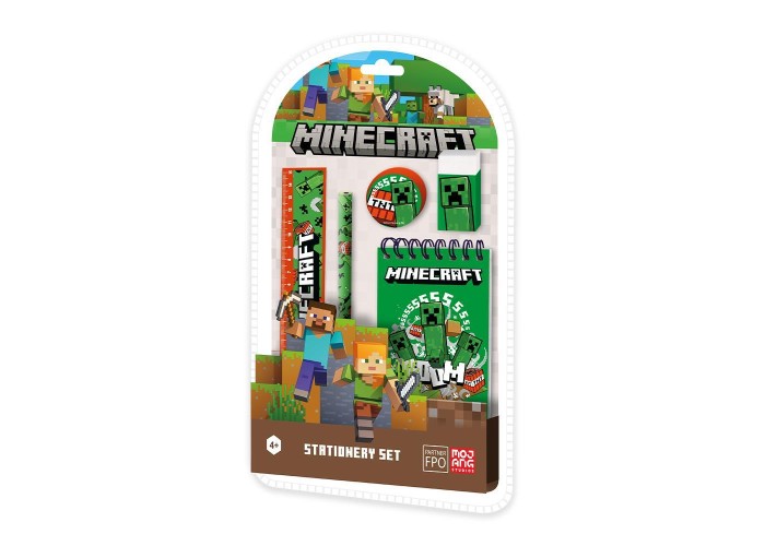 Σετ σχολικών ειδών Minecraft 5τμχ. Υ26x15x2εκ.