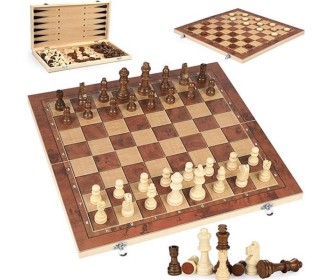 Τάβλι-σκάκι-ντάμα 3 σε 1 τύπου ξύλινο 39x39εκ.