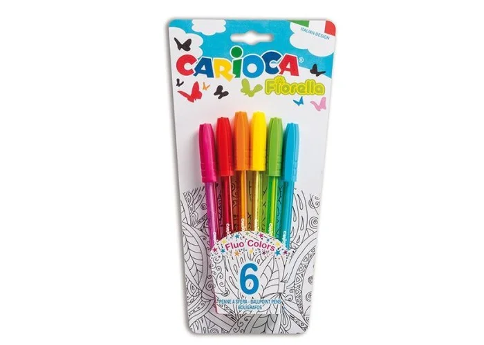 Carioca Fiorella σετ 6 στυλό ballpoint σε blister
