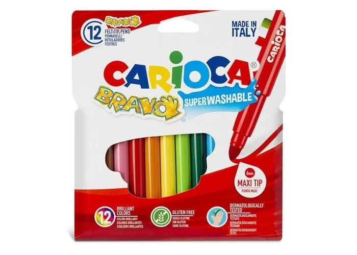 Carioca Bravo super washable μαρκαδόροι 12 χρωμάτων