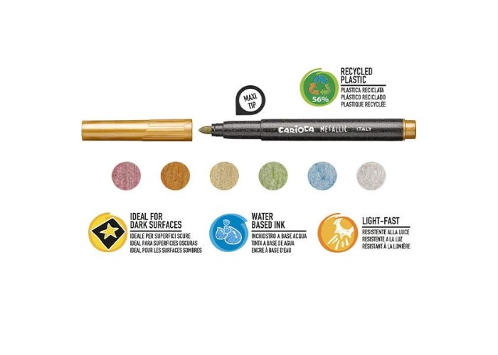 Carioca Metallic Maximarkers μαρκαδόροι 6 χρωμάτων maxi tip Carioca Metallic Maximarkers μαρκαδόροι 6 χρωμάτων maxi tip