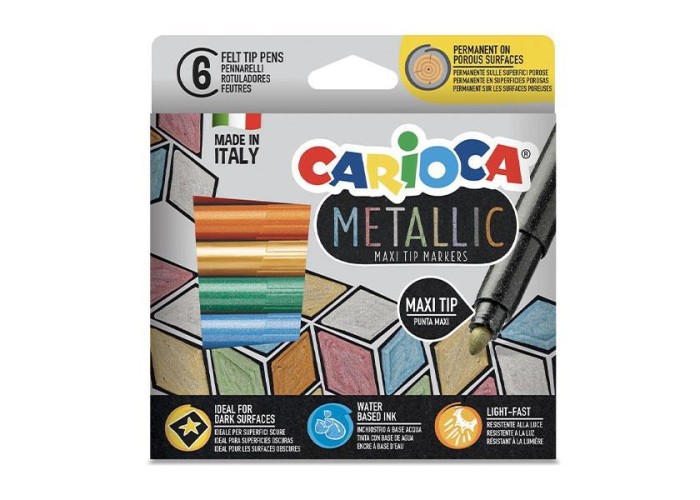 Carioca Metallic Maximarkers μαρκαδόροι 6 χρωμάτων maxi tip