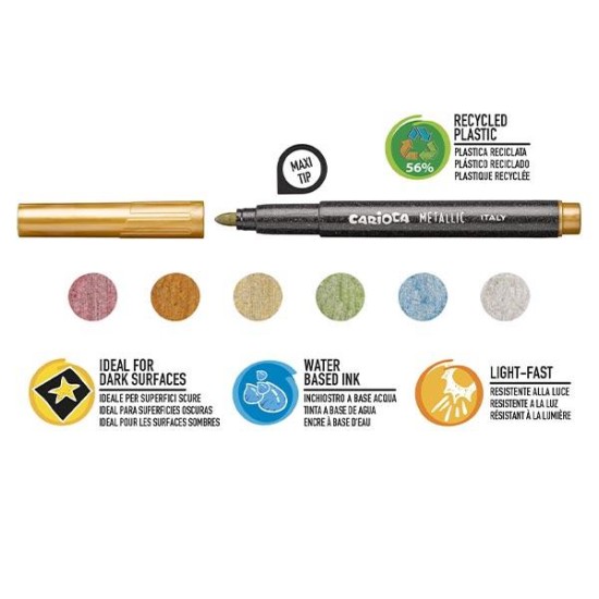 Carioca Metallic Maximarkers μαρκαδόροι 8 χρωμάτων fine tip Carioca Metallic Maximarkers μαρκαδόροι 8 χρωμάτων fine tip