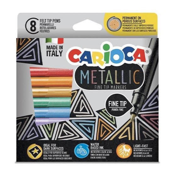 Carioca Metallic Maximarkers μαρκαδόροι 8 χρωμάτων fine tip Carioca Metallic Maximarkers μαρκαδόροι 8 χρωμάτων fine tip