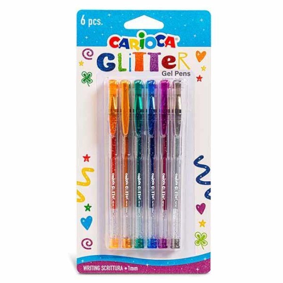 Carioca glitter στυλο gel 6 χρωμάτων σε blister