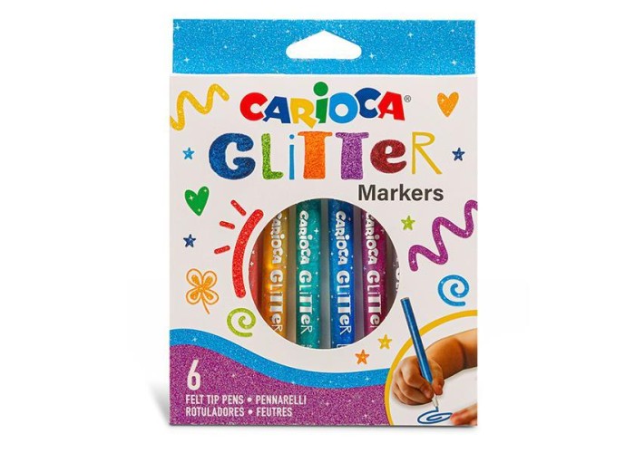 Carioca glitter markers 6 χρωμάτων