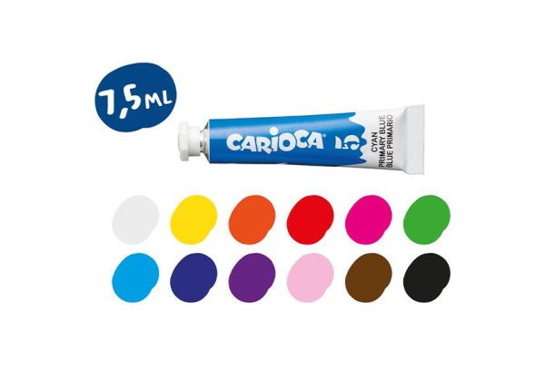 Carioca τέμπερες 12χρωμάτων 7,5ml σε πλαστική θήκη Carioca τέμπερες 12χρωμάτων 7,5ml σε πλαστική θήκη
