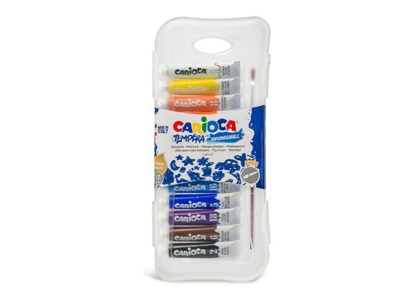 Carioca τέμπερες 12χρωμάτων 7,5ml σε πλαστική θήκη Carioca τέμπερες 12χρωμάτων 7,5ml σε πλαστική θήκη