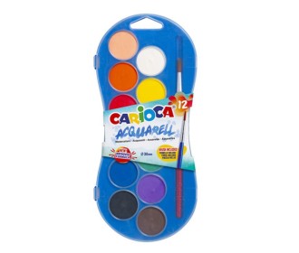 Carioca νερομπογιές 12χρωμάτων των 12ml με πινέλο Carioca νερομπογιές 12χρωμάτων των 12ml με πινέλο