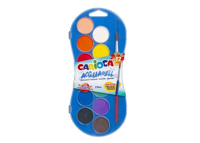 Carioca νερομπογιές 12χρωμάτων των 12ml με πινέλο Carioca νερομπογιές 12χρωμάτων των 12ml με πινέλο
