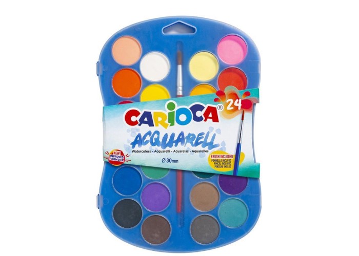 Carioca νερομπογιές 24χρωμάτων των 12ml με πινέλο Carioca νερομπογιές 24χρωμάτων των 12ml με πινέλο