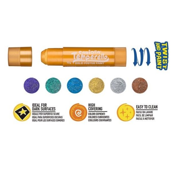 Carioca Temperello Metallic μαρκαδόροι ζωγραφικής 6 χρωμάτων Carioca Temperello Metallic μαρκαδόροι ζωγραφικής 6 χρωμάτων