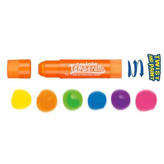 Carioca Temperello Neon μαρκαδόροι ζωγραφικής 6 χρωμάτων Carioca Temperello Neon μαρκαδόροι ζωγραφικής 6 χρωμάτων