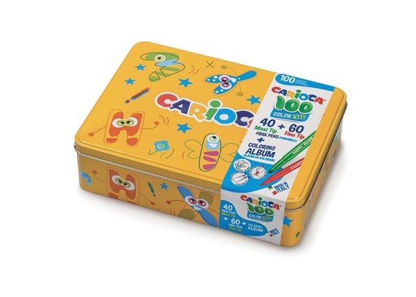 Carioca μεταλλικό κουτί με 100 μαρκαδόρους και βιβλίο ζωγραφίζω Carioca μεταλλικό κουτί με 100 μαρκαδόρους και βιβλίο ζωγραφίζω