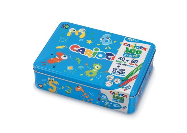 Carioca μεταλλικό κουτί με 100 μαρκαδόρους και βιβλίο ζωγραφίζω Carioca μεταλλικό κουτί με 100 μαρκαδόρους και βιβλίο ζωγραφίζω