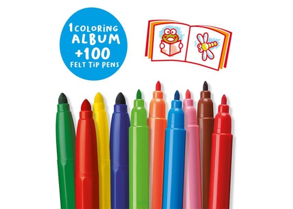 Carioca μεταλλικό κουτί με 100 μαρκαδόρους και βιβλίο ζωγραφίζω Carioca μεταλλικό κουτί με 100 μαρκαδόρους και βιβλίο ζωγραφίζω