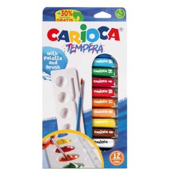 Carioca τέμπερες 12χρωμάτων 10ml σε πλαστική θήκη Carioca τέμπερες 12χρωμάτων 10ml σε πλαστική θήκη