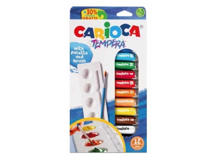Carioca τέμπερες 12χρωμάτων 10ml σε πλαστική θήκη